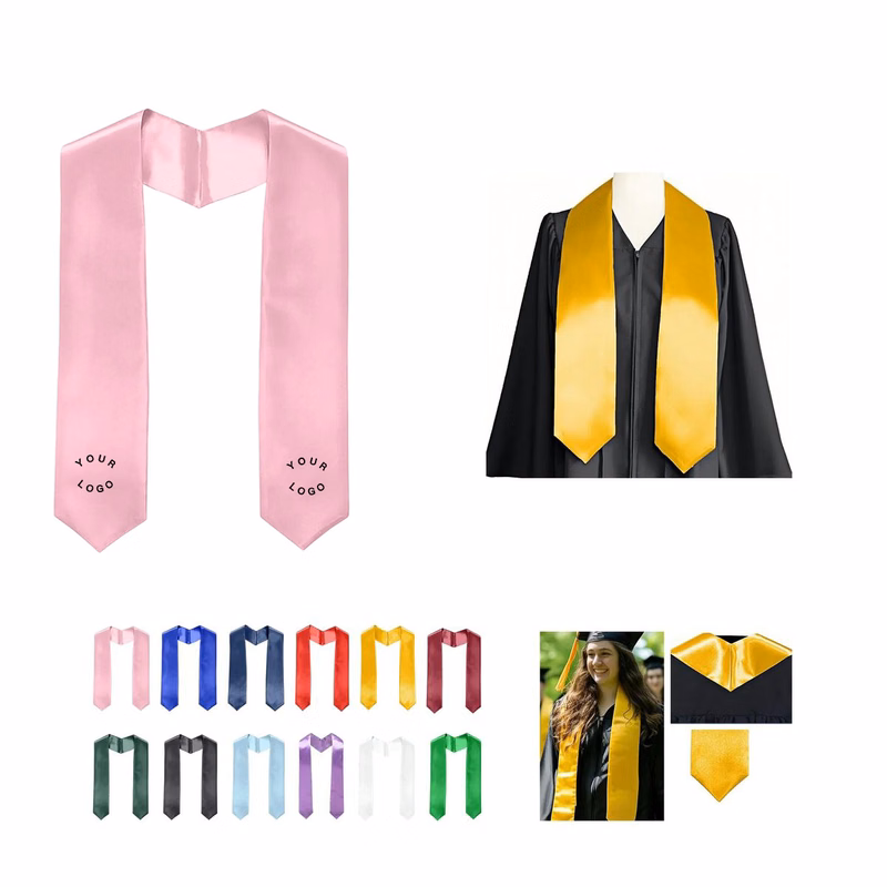 Satin Graduation Stole with 59 Inch Length and Glossy Finish