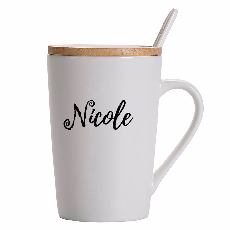 17OZ Ceramic Mug W/ Lid And Spoon Set