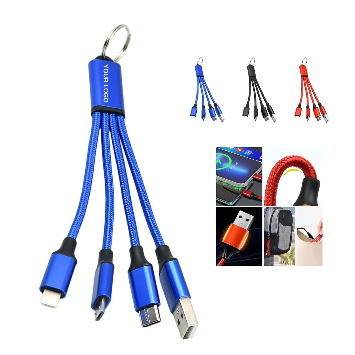 Multi Device Keychain Charging Cable with Connectors 1
