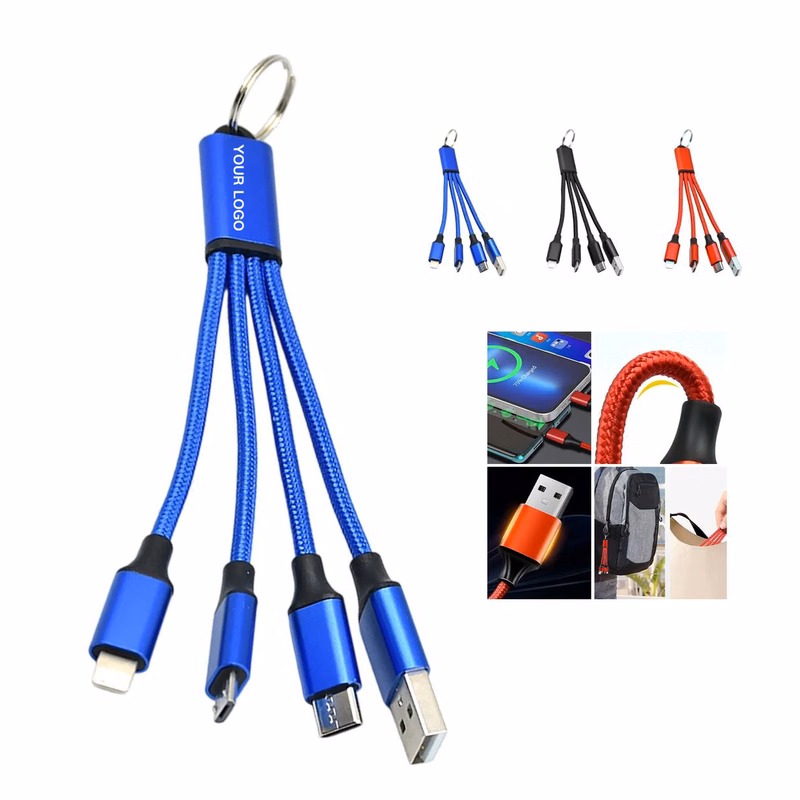 Multi Device Keychain Charging Cable with Connectors