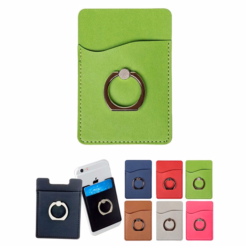 Pu Leather Cell Phone Wallet With Ring Stand