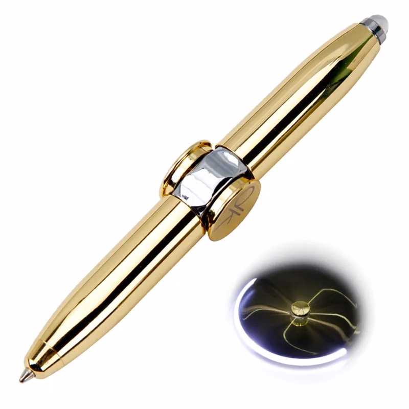 Light-emitting decompression fidget spinner pen