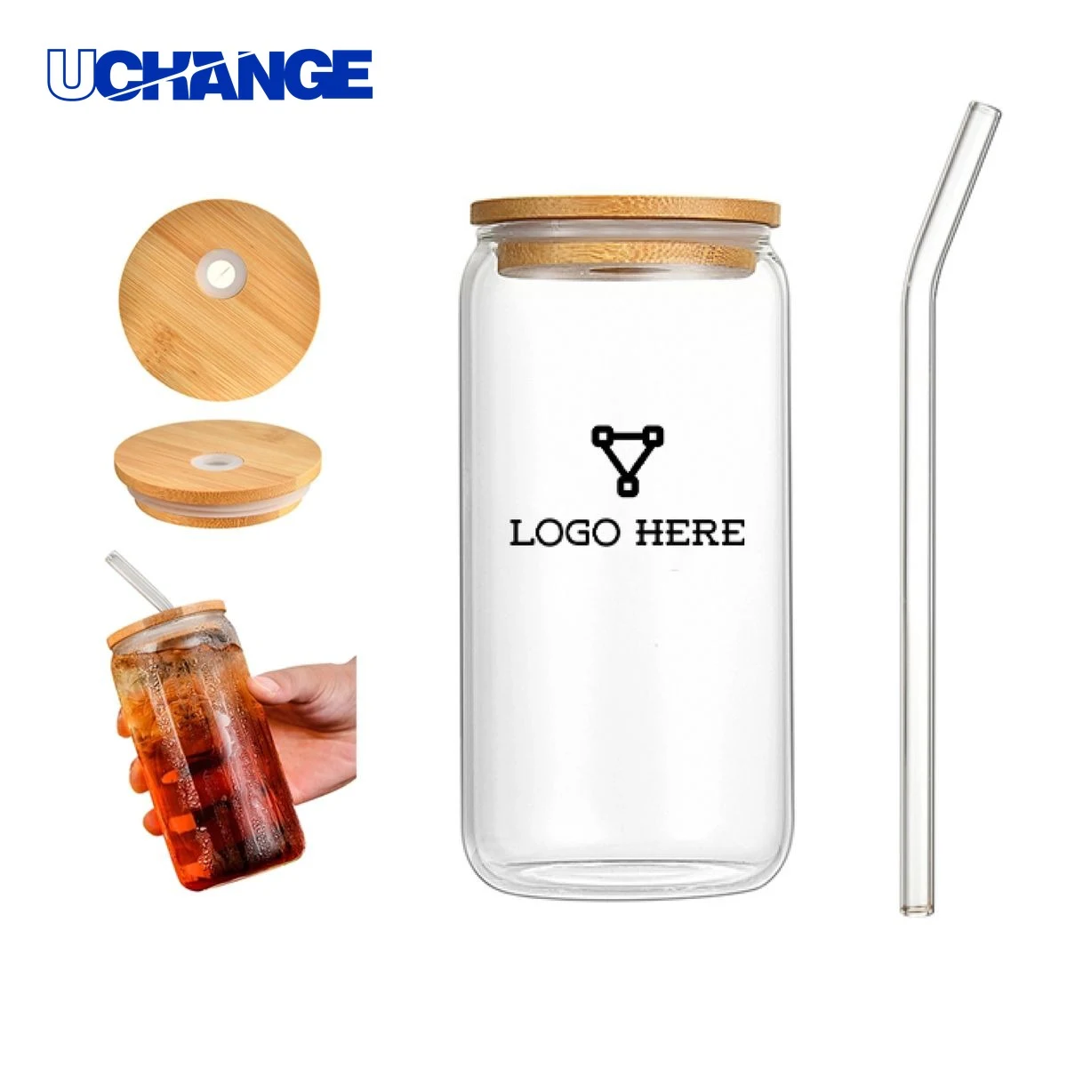 Eco Friendly Glass Tumbler Container with Straw (16Oz) 1