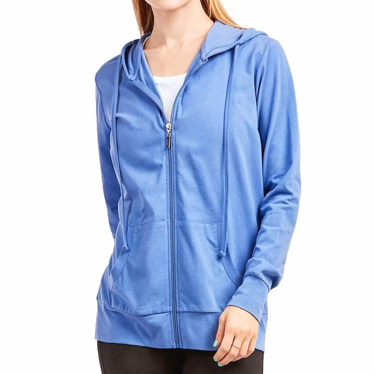 Women's Jersey Zip-Up Hoodie Jackets - XL Heather Gray
