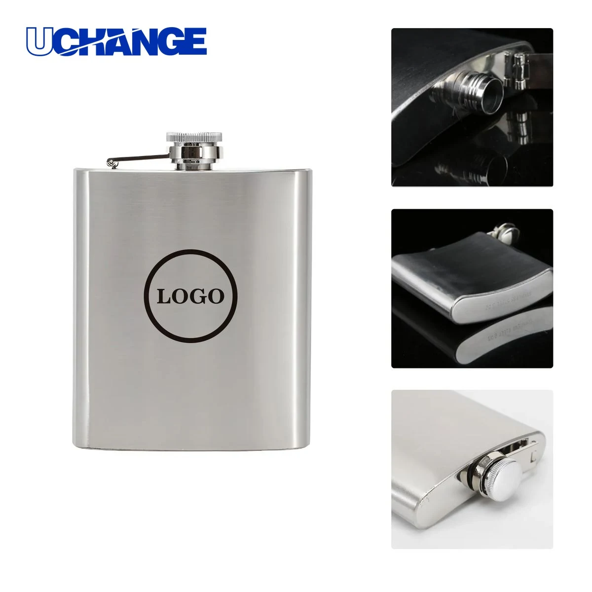 Portable Stainless Steel Flask Container, custom water bottle with logo imprint 1