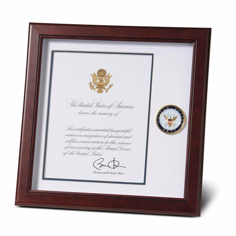 U.S. Navy Medallion 8-Inch by 10-Inch Presidential Memorial Certificate Frame