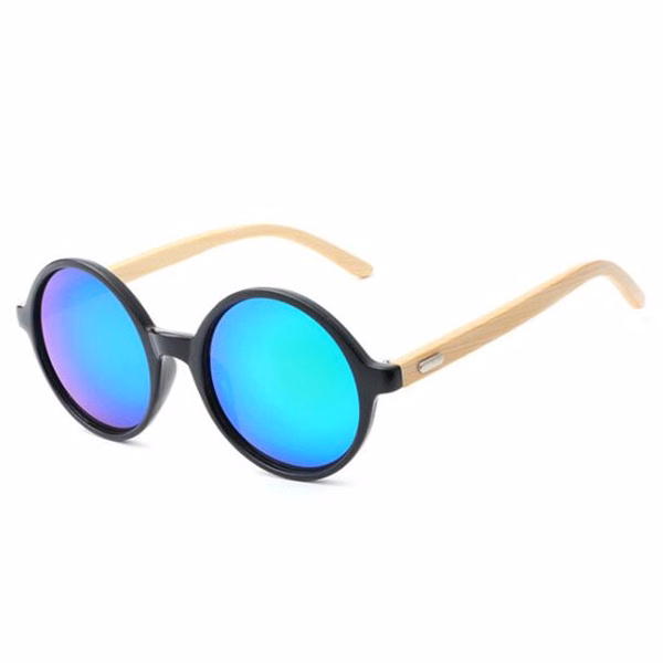Bamboo Wood Arms Round Sunglasses