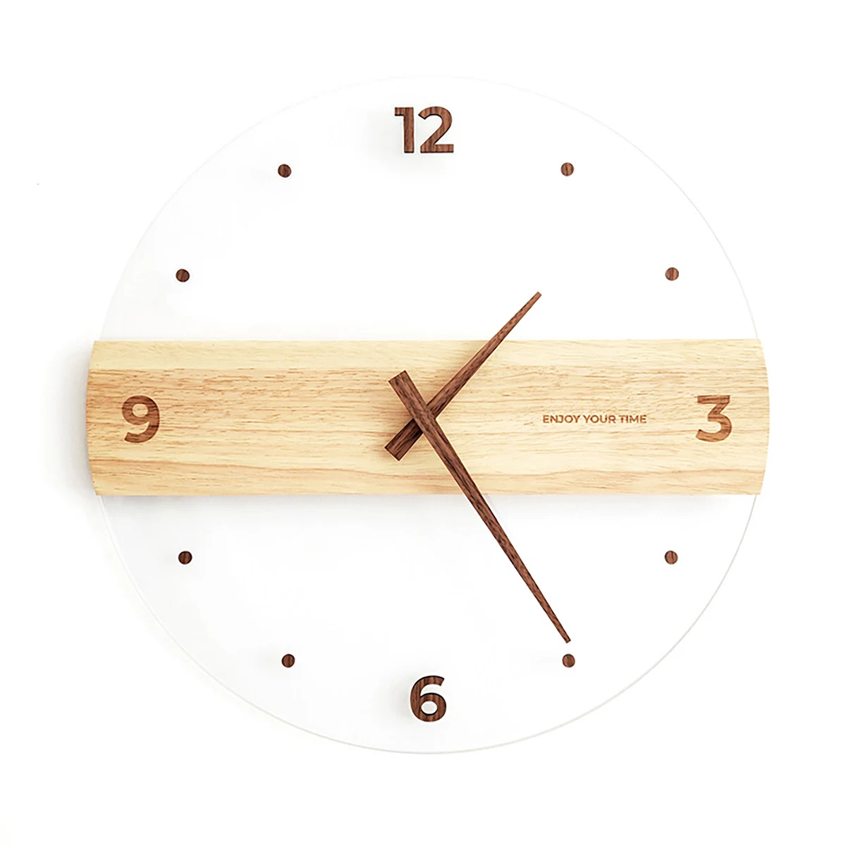 Solid Wood Acrylic Glass Wall Clock 1