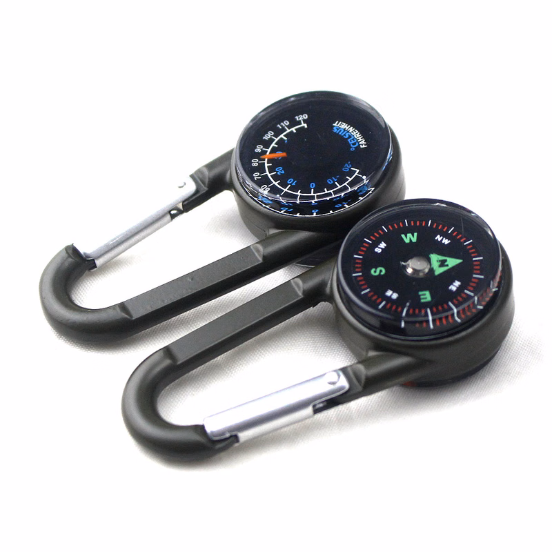 3 in 1 Survival Carabiner With Compass Thermograph