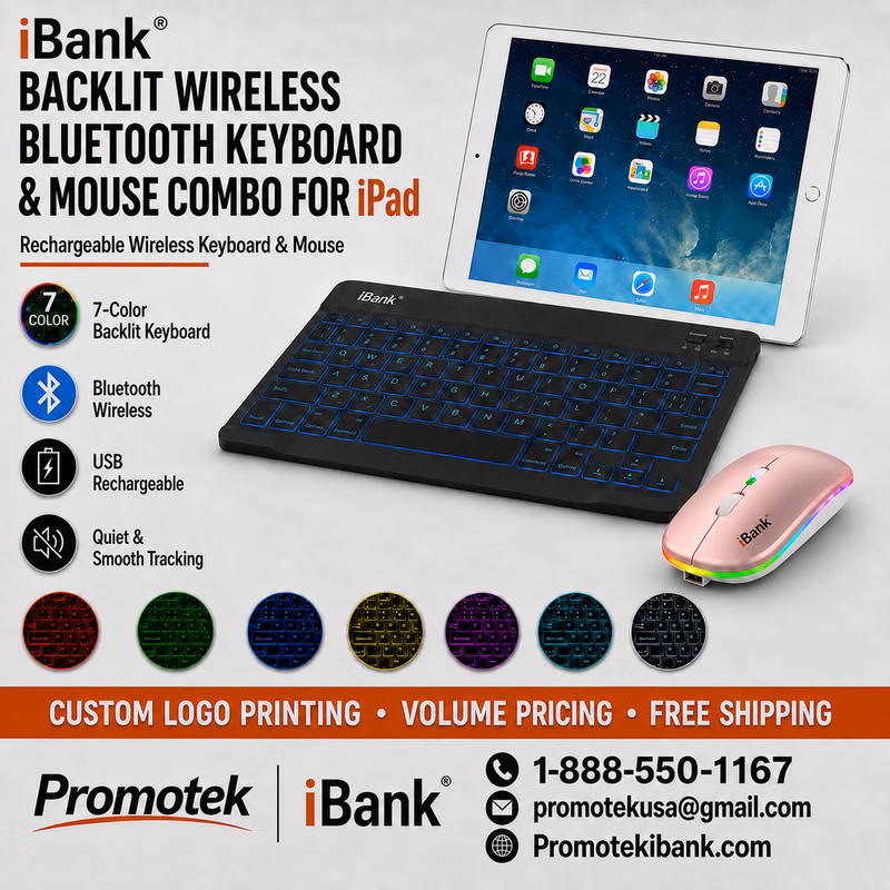 Wireless Bluetooth Keyboard and Mouse Combo for iPad