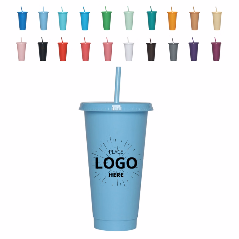Lidded Plastic Straw Tumbler