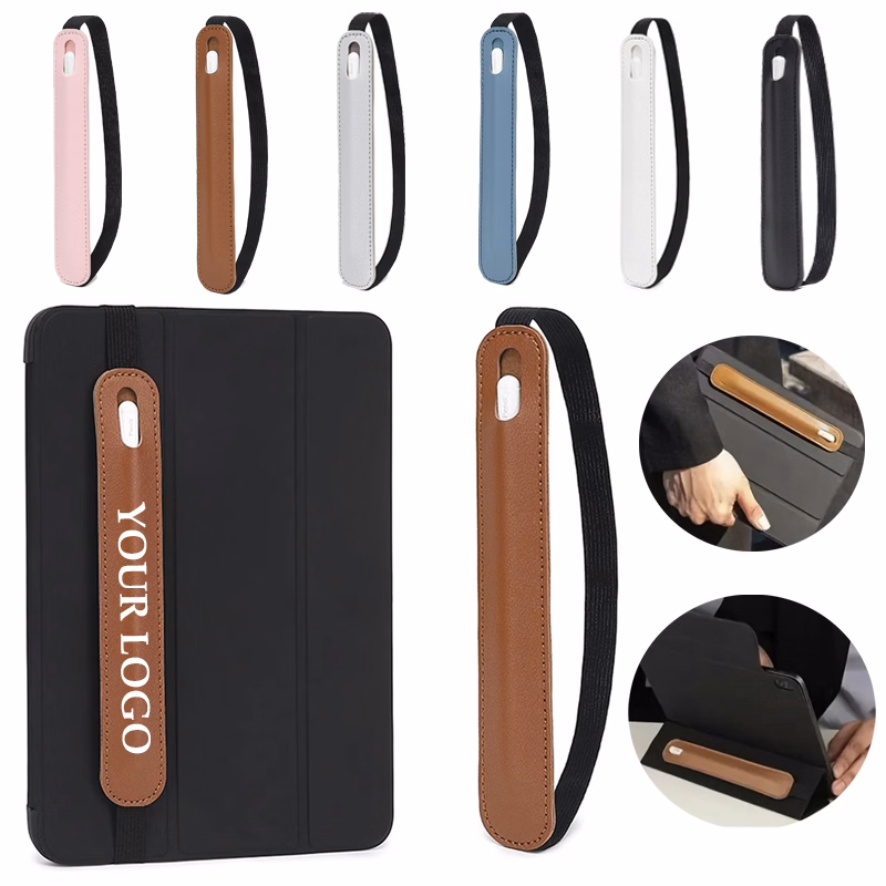 Adjustable Pen Holder for Notebook Elastic Strap Band PU Leather Pen Sleeve Pouch