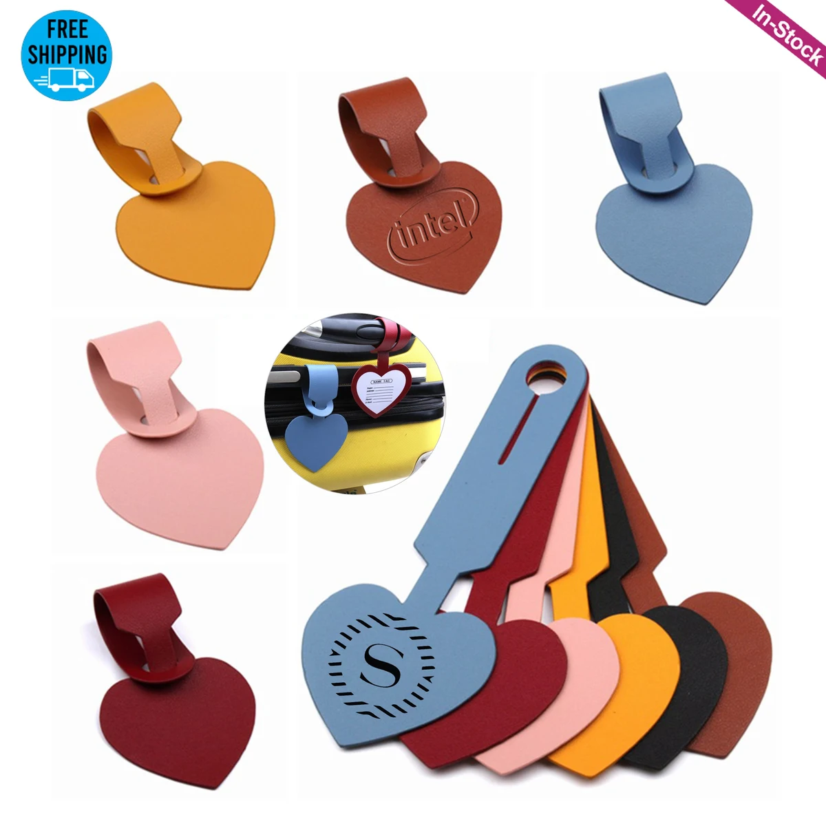 Heart Shaped PU Leather Luggage Tags 1