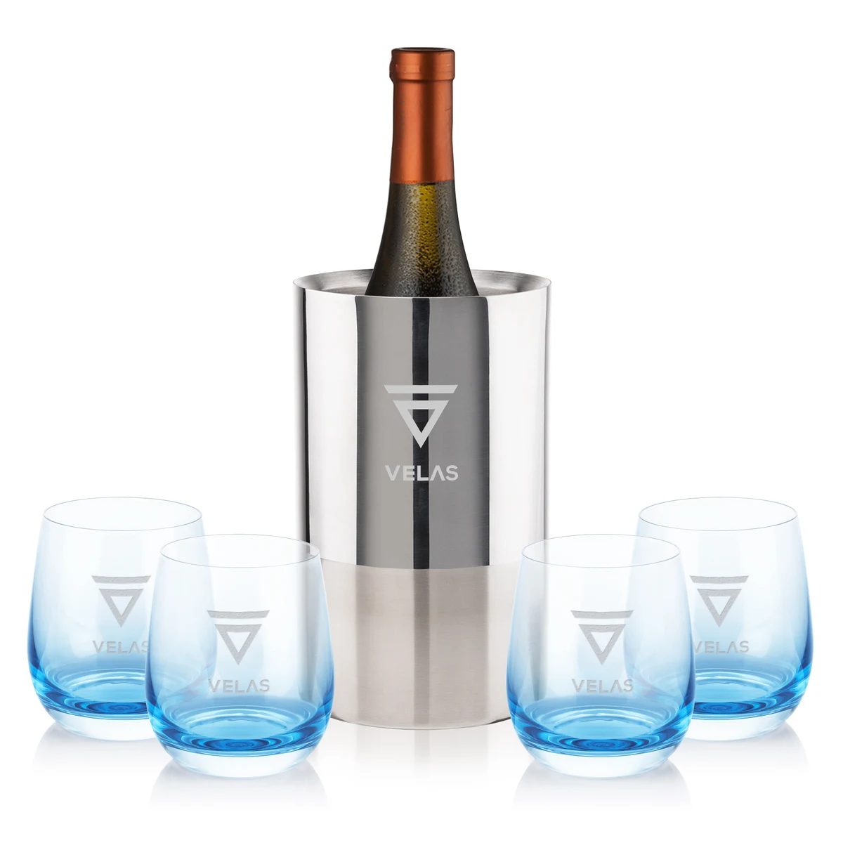 Catania Wine Cooler & Soudan Blue Stemless Wine 1