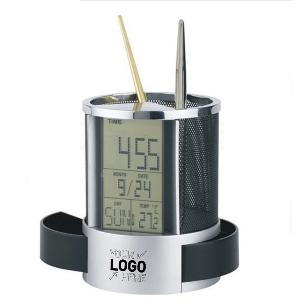Multifunction Desk Clock with Pen Cup 1