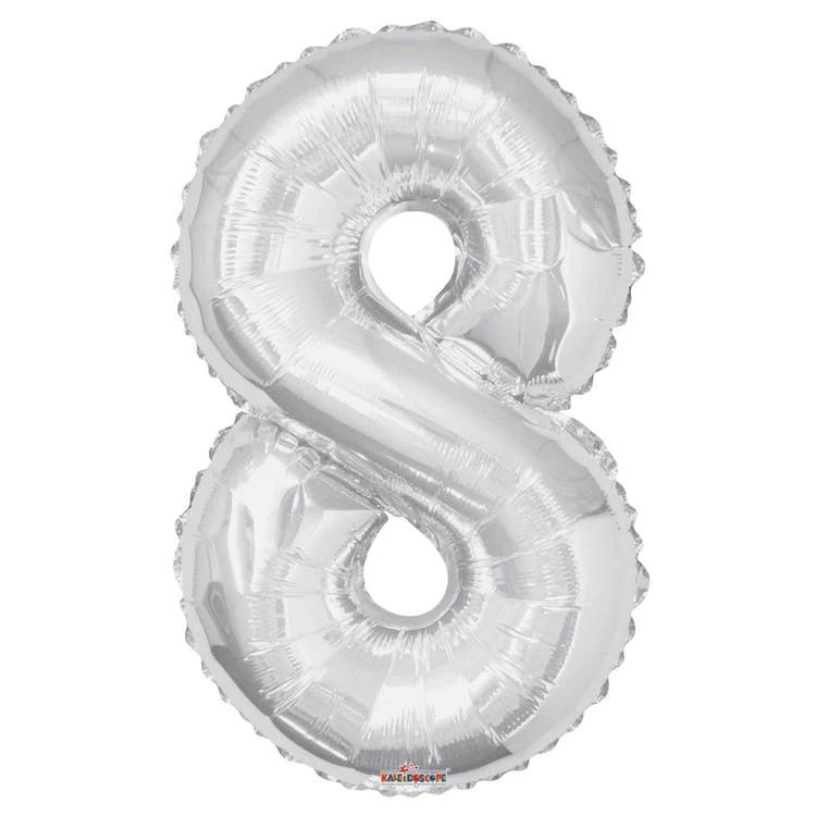 Mylar Number 8 Balloons - Silver 34" 1