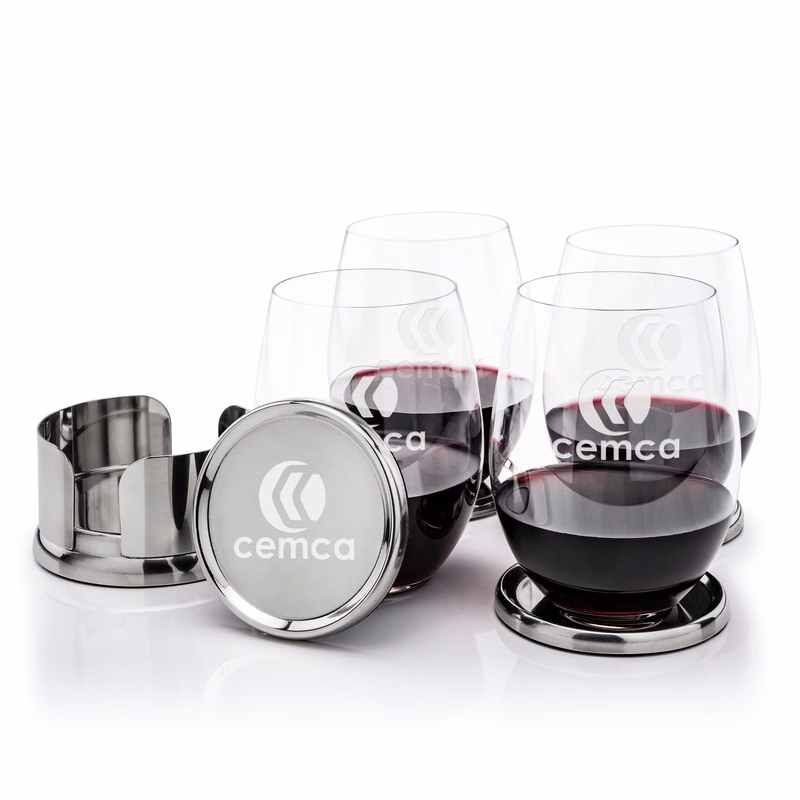 Baldoni Coasters & RIEDEL Stemless Wine Set