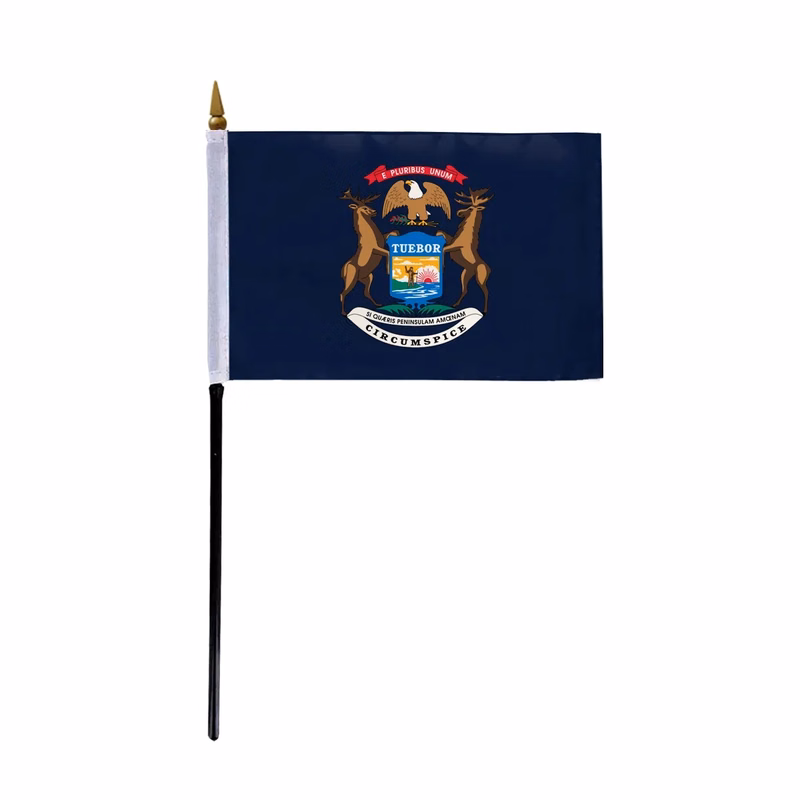 4"x6" & 12"x18'' Michigan ePoly Printed Stick Flags