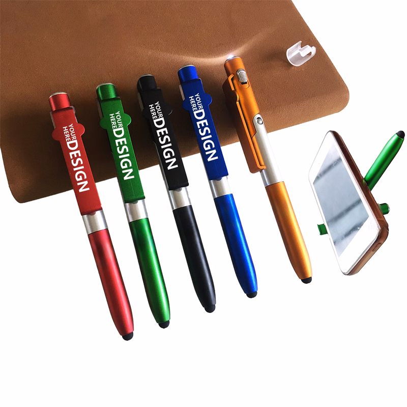 4-in-1 Touchscreen Capacitive Pen with LED Light and Phone Stand