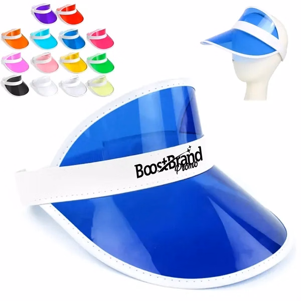 Custom Clear Plastic Sun Visor with UV Protection — Wide Brim Sports Headwear
