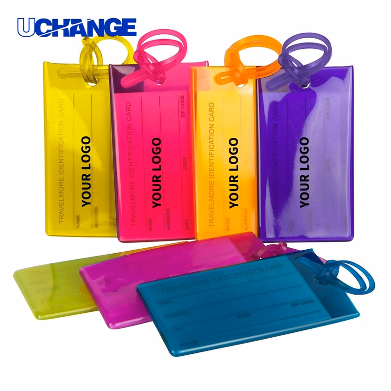 PVC Travel ID Tag with Strap 4.6 x 2.6 Inches
