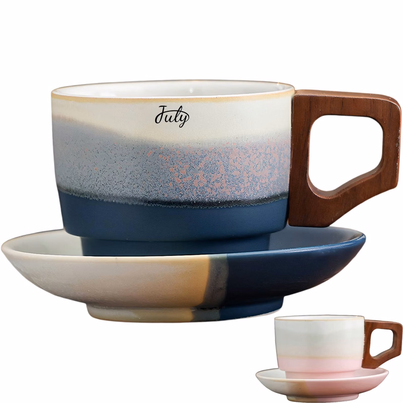 15oz Japanese Style Ceramic Mug w/ Saucer
