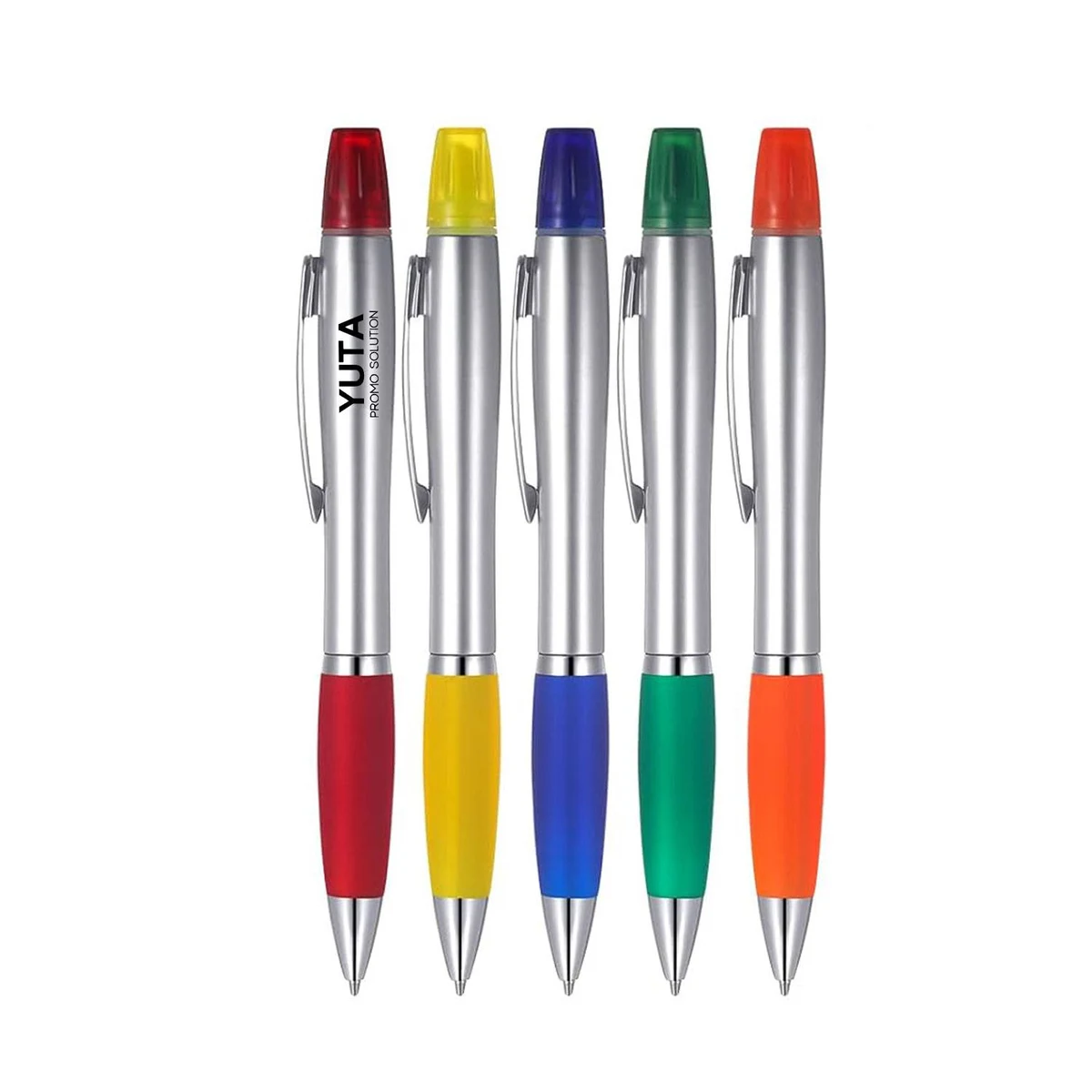 Dual purpose ballpoint pen+highlighter pen 1