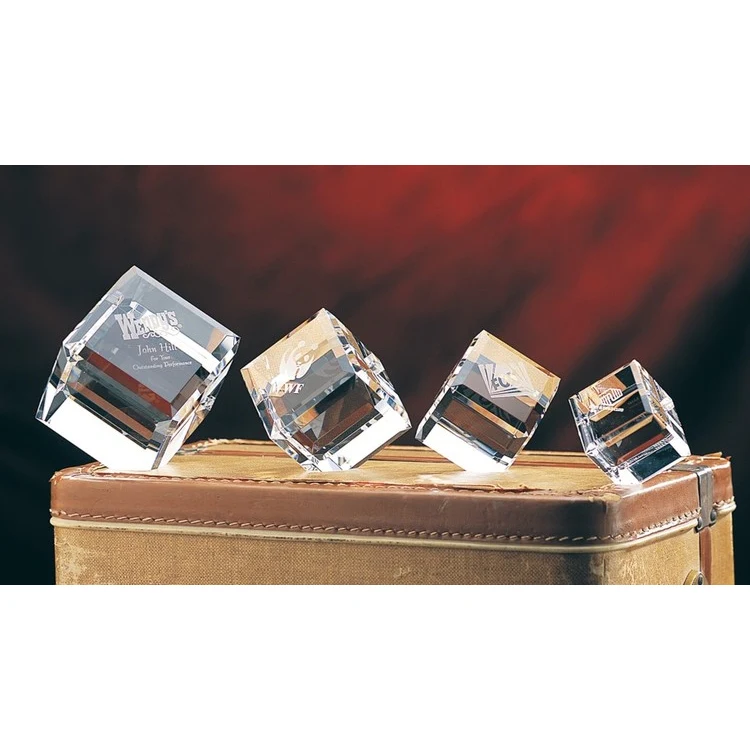 Contemporary Vistas Crystal Beveled Cube Award 1