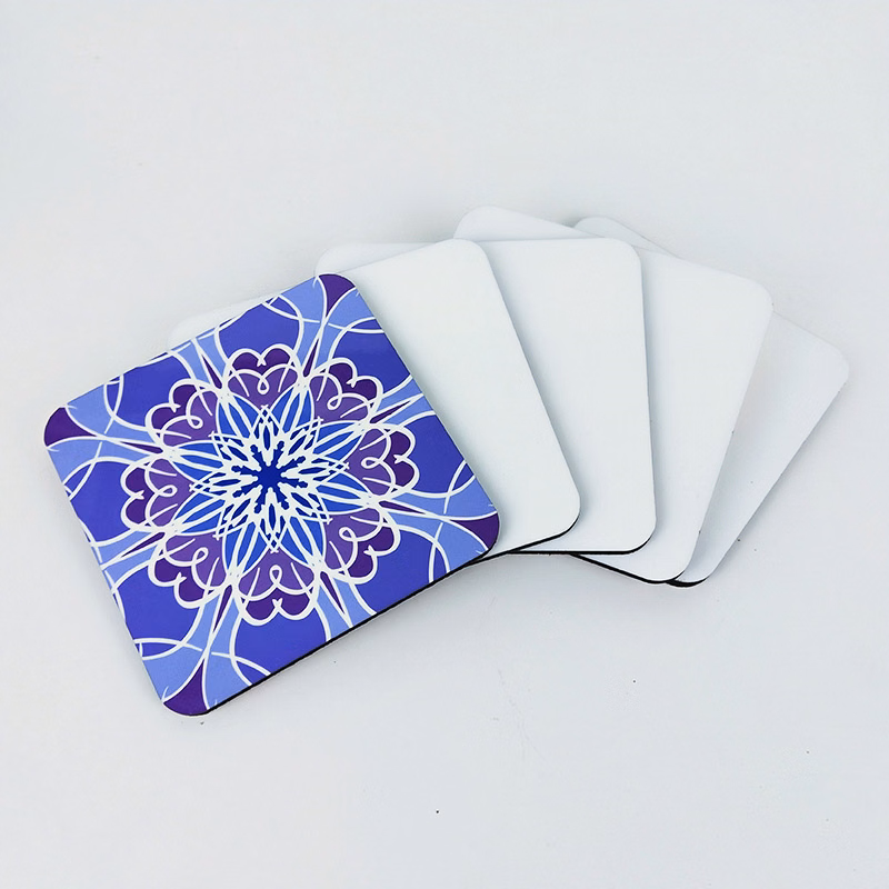 4" Square Absorbing Ceramic Coasters with Cork Base