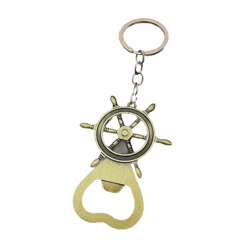 Nautical Ship Wheel Bottle Opener Keychain