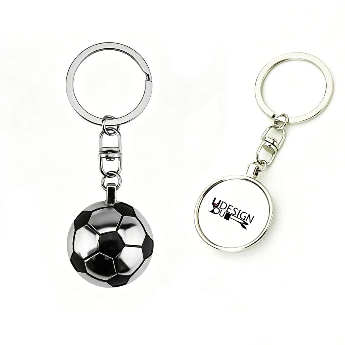 MOQ 30 Zinc Alloy Half Soccer Ball Keychain 1