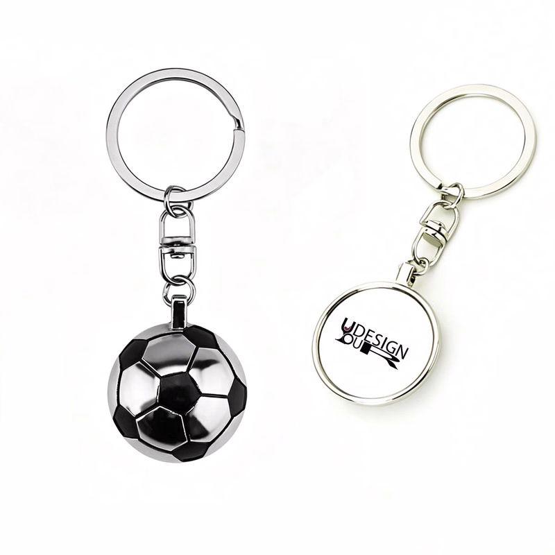 MOQ 30 Zinc Alloy Half Soccer Ball Keychain