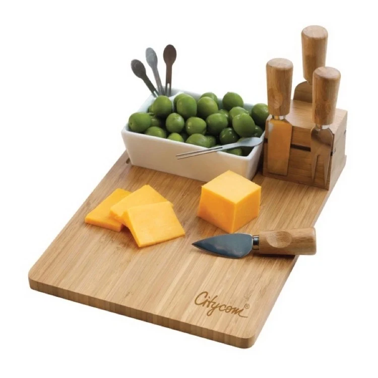BistroTek Premium Bamboo Duo Appetizer & Cheese Set 1