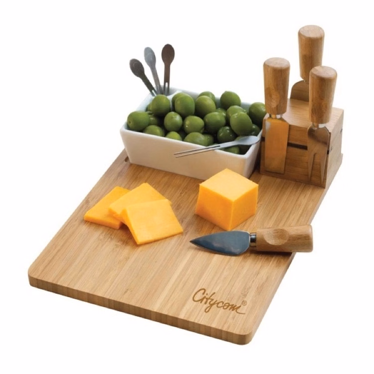 BistroTek Premium Bamboo Duo Appetizer & Cheese Set