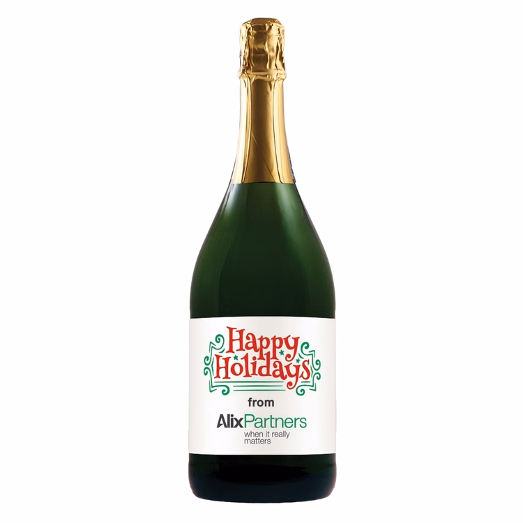 Labeled CA Champagne Sparking White Wine 1.5L with Full-Color Custom Label