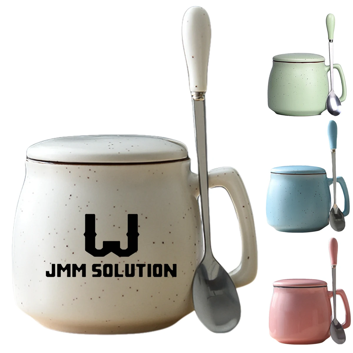 12oz Spill Resistant Ceramic Mug w/ Spoon 1