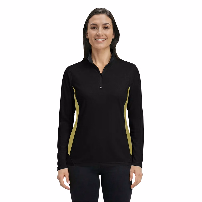 Ladies' Wicking Colorblock L/S Zip Pullover