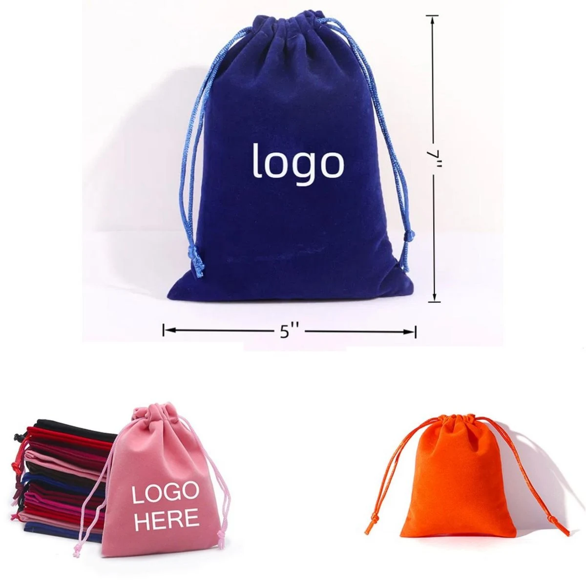 5x7" Suede Velvet Drawstring Pouch 1