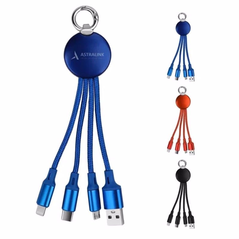 3 In 1 Light Up Muti Charging Cable With Key Ring