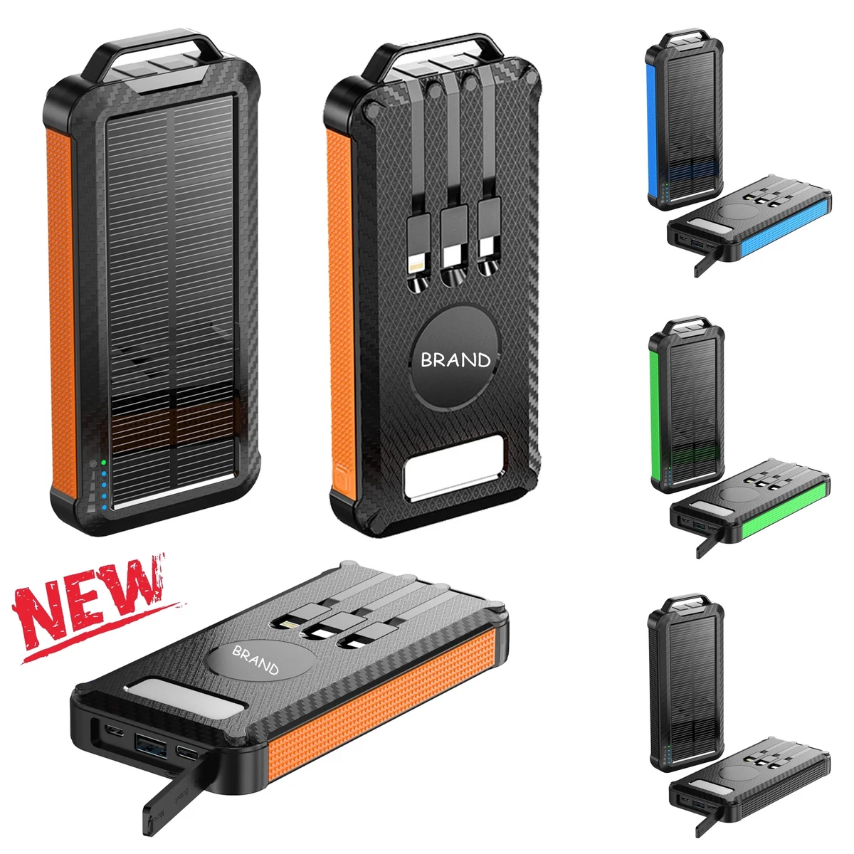Outdoor Waterproof Solar Charger Built-in Charging Cable 1