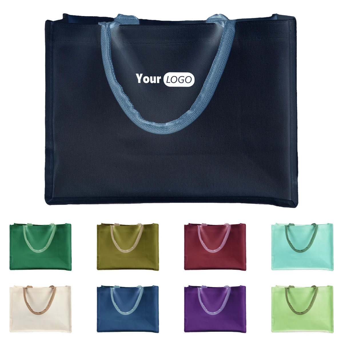Jute Pocket Tote In White ?C Eco-Friendly Elegance, custom tote bag with logo imprint 1