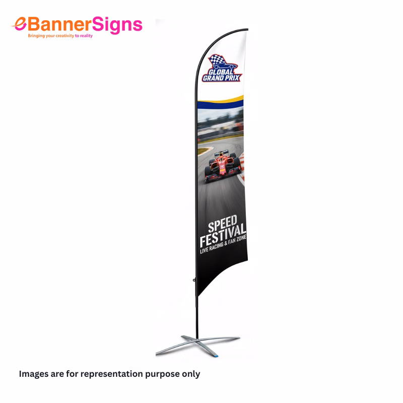 Concave Flag with Cross Base