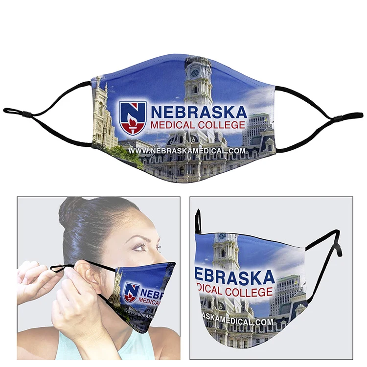 "PARAGON" Full Color Sublimation 3-Ply Washable & Reusable Cotton/Polyester Face Mask with Ear Loop 1