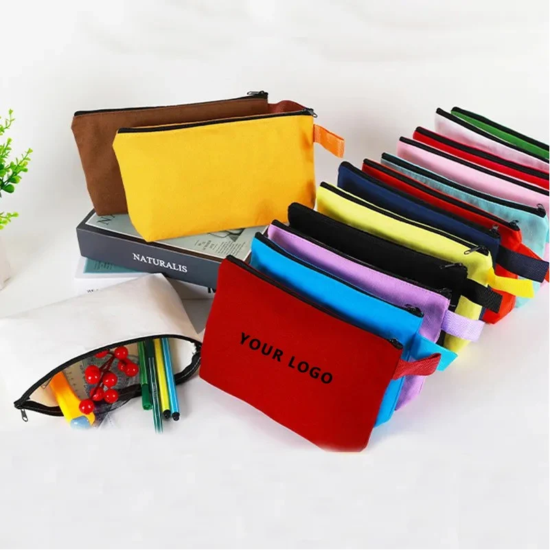 Canvas Pencil Pouch Craft Makeup Cosmetic Zipper Bag 1