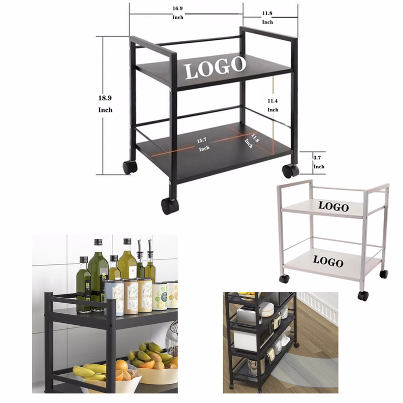 Two - Tier Wheeled Trolley Storage Rack