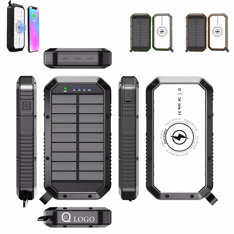 20000Mah Micro-Usb Input Wireless Solar Power Bank Flashligh