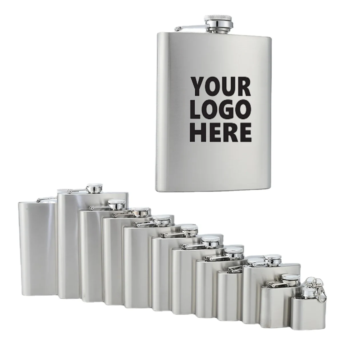 8oz Stainless Steel Wine Alcohol Bottle, custom water bottle with logo imprint 1