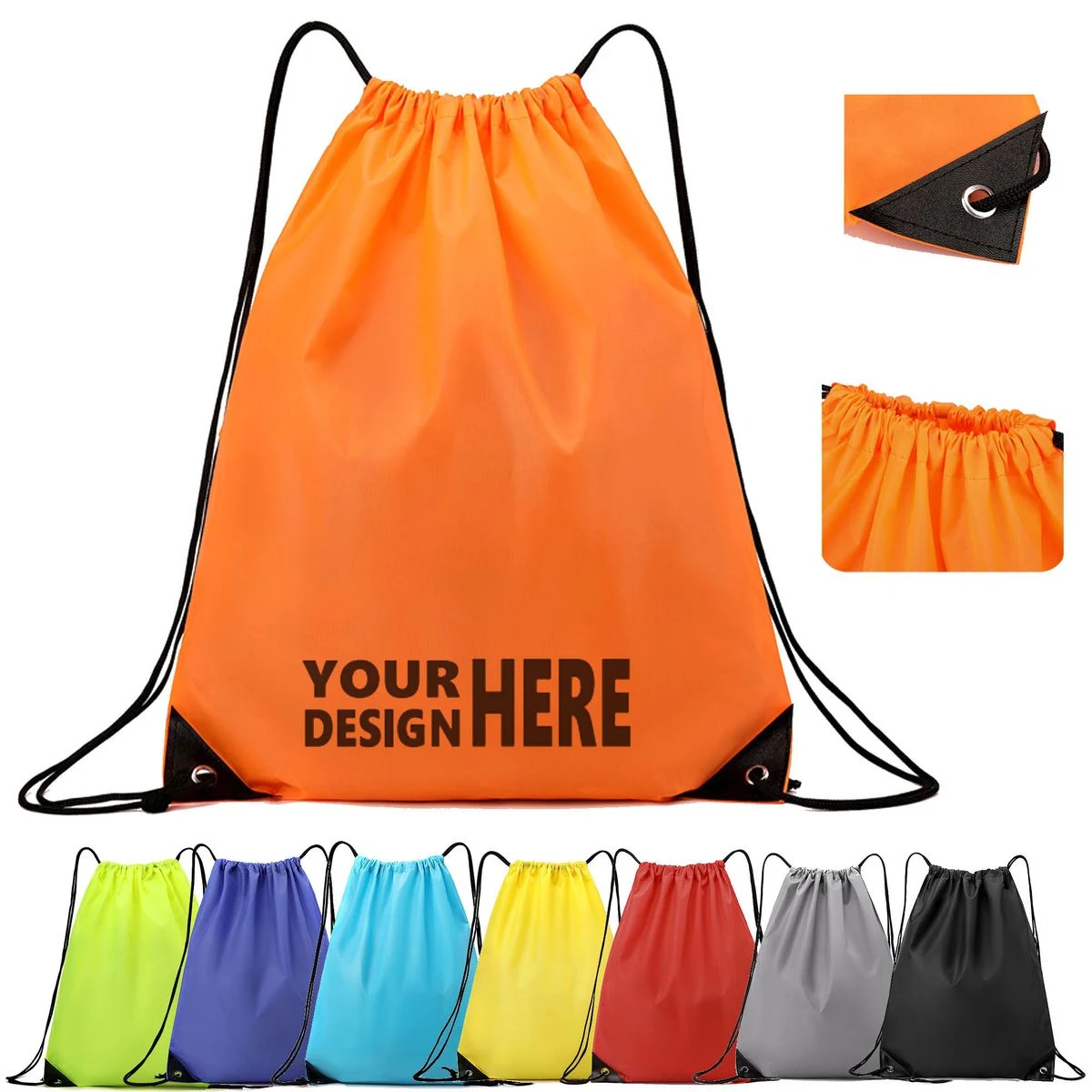 Plain Waterproof Drawstring Backpack Lightweight Sports Gym 1