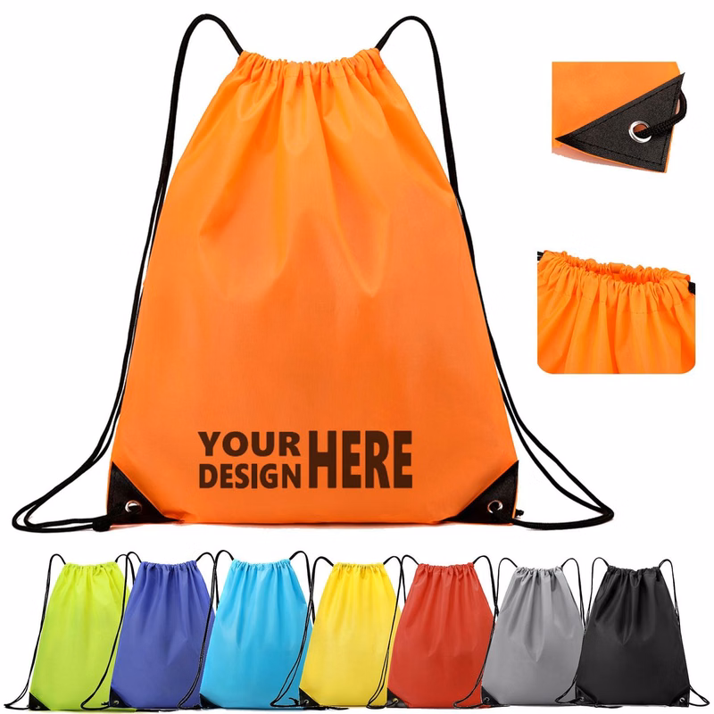 Plain Waterproof Drawstring Backpack Lightweight Sports Gym
