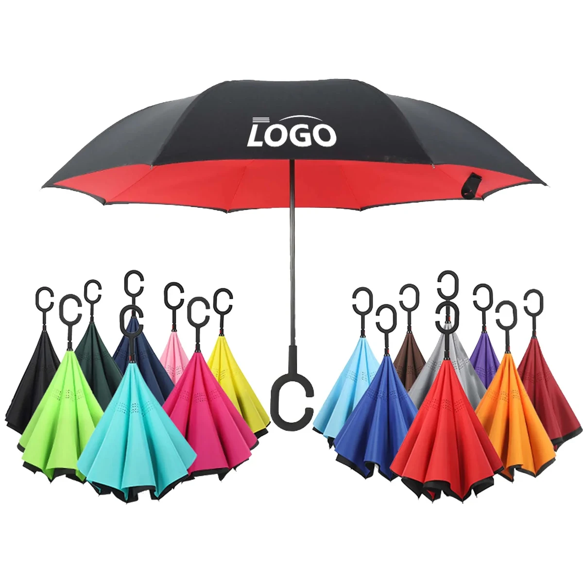C Shape Handle Double Layer Inverted Umbrella 1